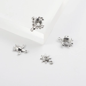 DIY stainless steel turtle spider and sun jewelry pendants with gemstone bezel settings