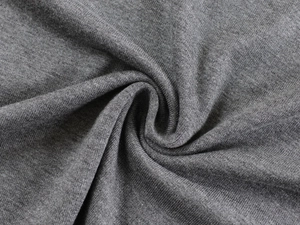 Macro shot of dark grey ribbed knit fabric showing soft texture and premium cotton blend