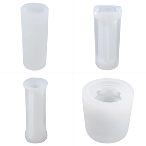 Molde de silicona cilíndrico de rayas verticales para velas de columna romana y resina