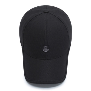 Klassische schwarze Baumwoll-Baseballkappe für Männer mit besticktem Wappenabzeichen