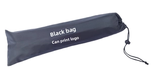 Close-up of a black drawstring storage pouch made of durable waterproof nylon fabric
