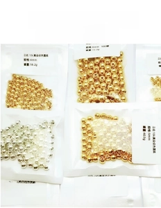Detailed chart showing weights for 18k gold-plated round beads in various sizes