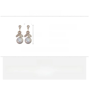 Detail specifications of tassel pearl earrings featuring rhinestones and copper material