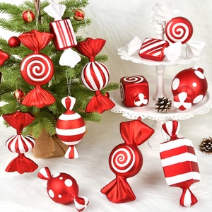 Christmas Candy Ornaments PVC Glitter Painted Hanging Decorations For Holiday Tree Party Festive Home Decor Colorful