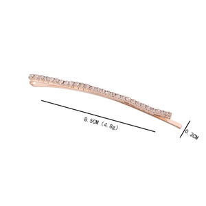 Rose gold single row rhinestone hair clip 8.5cm length with elegant crystal inlay