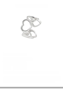 Detail view of S925 sterling silver hollow heart ring band with 6mm width and 0.56g weight