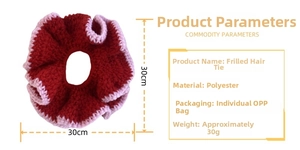 Detailed size specifications for the 30cm large ruffled polyester crochet hair scrunchie
