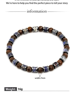 Detailed specs of a 7mm natural stone beaded bracelet for men weighing 16g