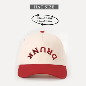 Size guide for the retro DRUNK baseball cap showing head circumference 56-58cm