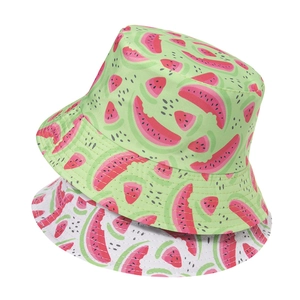 Bucket Hat Watermelon Print Reversible Summer Sun Protection Polyester Outdoor Casual Fisherman Cap For Women Men