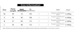 Detailed size chart for soft drawstring hoodie and pants set showing length and waist specs