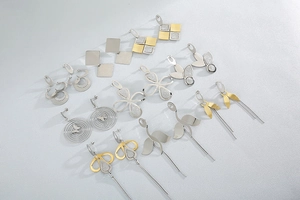 Detailed assortment of trendy silver and gold daisy floral and geometric earrings