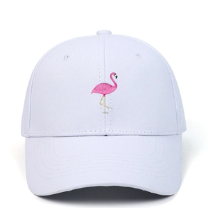 Casquette De Baseball En Coton Sergé Avec Broderie Flamant Rose Réglable Respirante Bord Incurvé Chapeau Unisexe