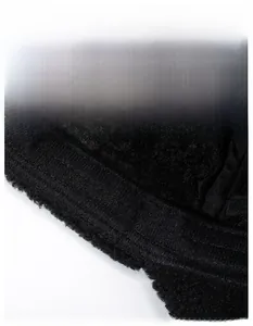 Detail of the wide sweatband inside the warm winter hat for men, soft fleece fabric