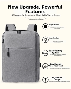 Detail view of water-resistant oxford fabric and ergonomic airflow back on grey backpack