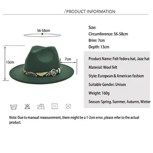 Two-tone fedora hat in dark green wool felt with geometric woven band and 7cm brim