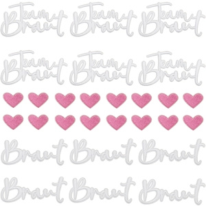 Embroidered Patches Polyester Heart Shape Team Bride Braut Letter Embroidery For Bachelorette Party Wedding DIY Clothing Decoration