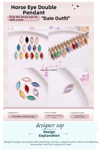 Macro detail of marquise cut crystal connector charms in multiple colors for DIY jewelry