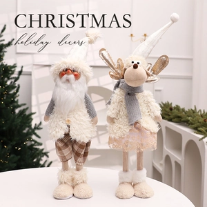Statuette In Peluche Di Babbo Natale E Pupazzo Di Neve Maglia Nordica Pelliccia Sintetica Decorazione Festa Casa Finestra Natale