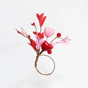 Romantic heart and flower napkin rings for Valentine's Day dinner table decor