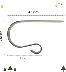 Detailed dimension guide for the bronze Christmas stocking metal hook for fireplaces