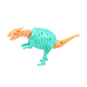 DIY assemble dinosaur skeleton toy in cyan and orange colors for children's learning