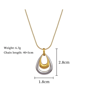 Double layered teardrop pendant necklace with chain length and weight measurements