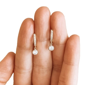Classic gold plated hoop earrings featuring sparkling zircon stone and pavé setting details