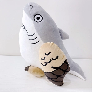 Funny shark plush toy combined with bird features and soft wings for creative room decor