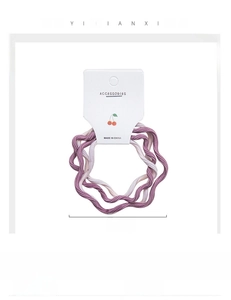 Dettagli di elastici per capelli ondulati rosa e viola con confezione a ciliegia e misure