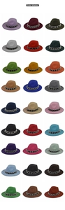 Grid view showing a variety of 27 colors for the pearl-decorated wide brim fedora hat