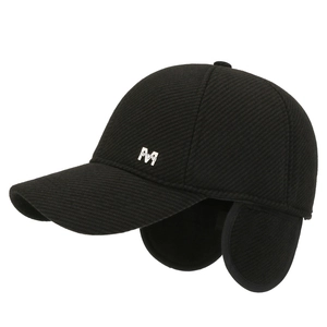 Winter thermal men's baseball cap with ear flaps and M SPORT logo in black finish