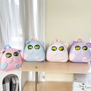 Kids Backpack 3D Cat Shape Sunglasses Design EVA Hard Shell Kindergarten School Bag Interactive Squeaky Ears Breathable For Toddlers