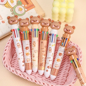 Set di penne a sfera a 10 colori con orsetto per materiale scolastico