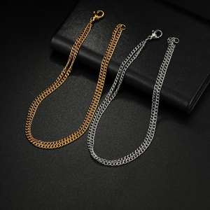 Minimalist double layered titanium steel chain links in gold and silver finish