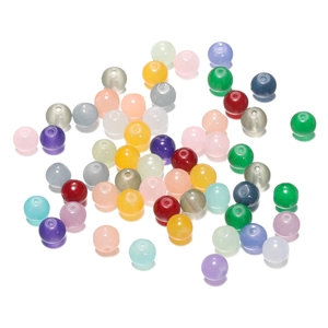 Colorful 8mm round glass beads with smooth finish for DIY jewelry and necklaces