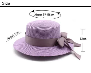 Tableau des tailles pour chapeau de paille violet avec dimensions précises