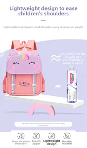 Detailed comparison showing lightweight kids unicorn backpack weighing only 550g on a scale