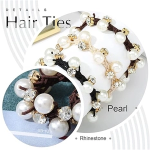Elegante elastische Haargummis mit Perlen und Straßsteinen für Damenfrisuren