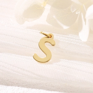 Polished 14K gold-plated letter S pendant for DIY personalized necklaces and bracelets