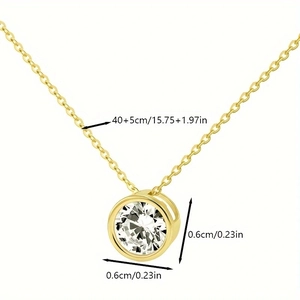Gold 18k plated multi-layer necklace with 0.6cm cubic zirconia pendant and 45cm chain
