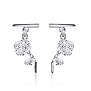 Minimalist Copper Rose Flower Stud Earrings For Women Elegant Gold Silver Plated Botanical Floral Fashion Jewelry Gift