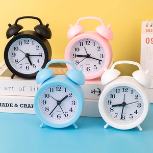 Retro Twin Bell Alarm Clock Silent Quartz Movement Bedside Desktop Timekeeper For Students Kids ABS