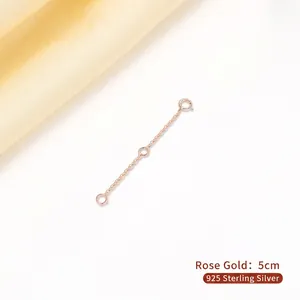 5cm S925 sterling silver adjustable extension chain in rose gold finish with spring clasp
