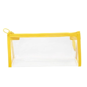 Transparent waterproof rectangular organizer bag with vibrant yellow zipper trim