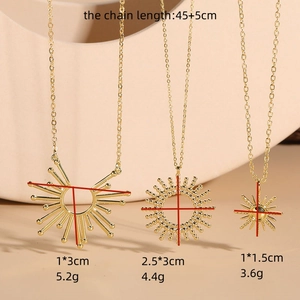 Three elegant 14K gold plated sunflower and star pendant necklaces on 45cm chains