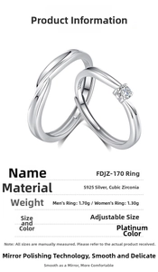 Macro detail of S925 sterling silver Mobius rings with zircon inlay and adjustable band