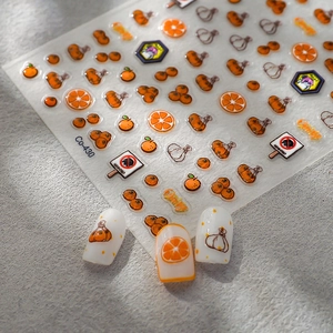 Orange fruit nail art stickers CO-430 with citrus slices and leaf patterns for manicure