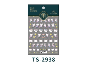Detailed relief nail stickers featuring cute cartoon cat and mermaid designs TS-2938