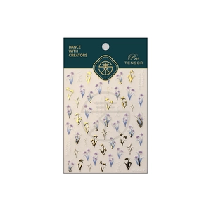 5D stereoscopic floral nail art stickers M-442 with elegant purple flowers and gold accents
